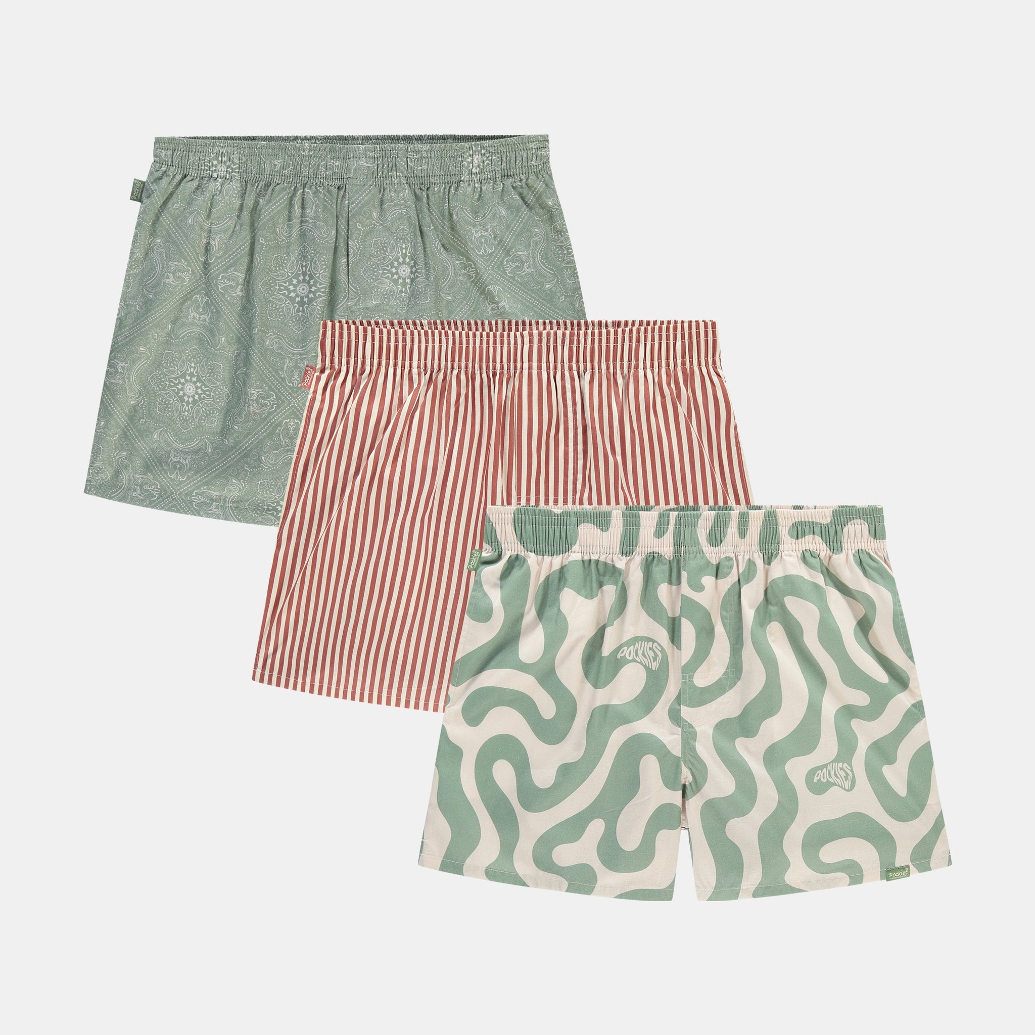 3-Pack - Swirls - Striped - Paisley Boxers